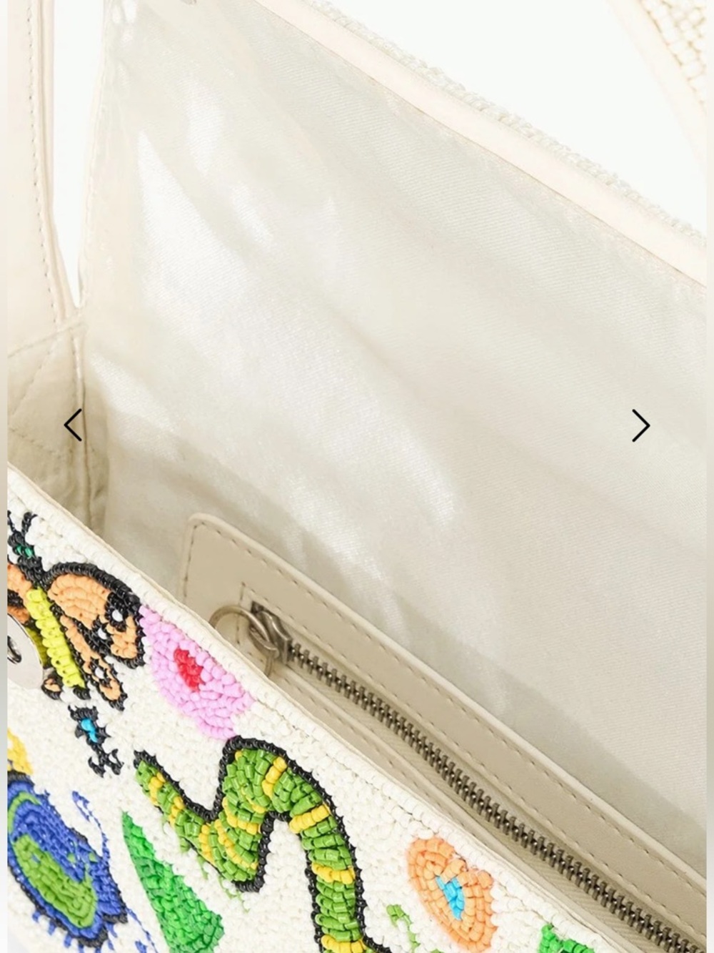 Staud Tommy Beaded Shoulder Bag Garden Motif Ivory Glass Bead Designer Purse NWT - Picture 6 of 16